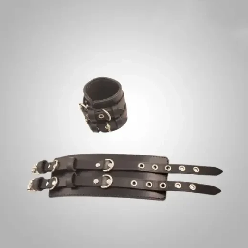 Black Double Buckle Handcuffs