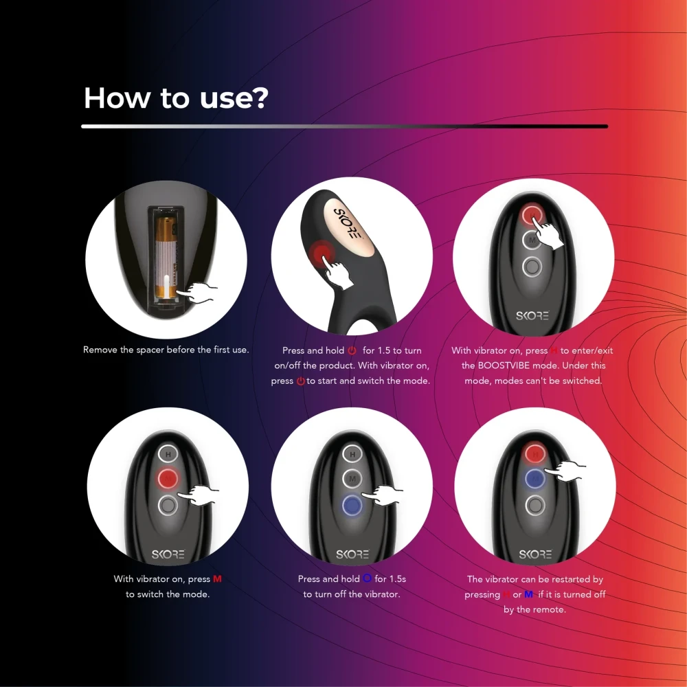 Skore Buzzz - Rechargeable Vibrating Ring with Remote For Him & Her