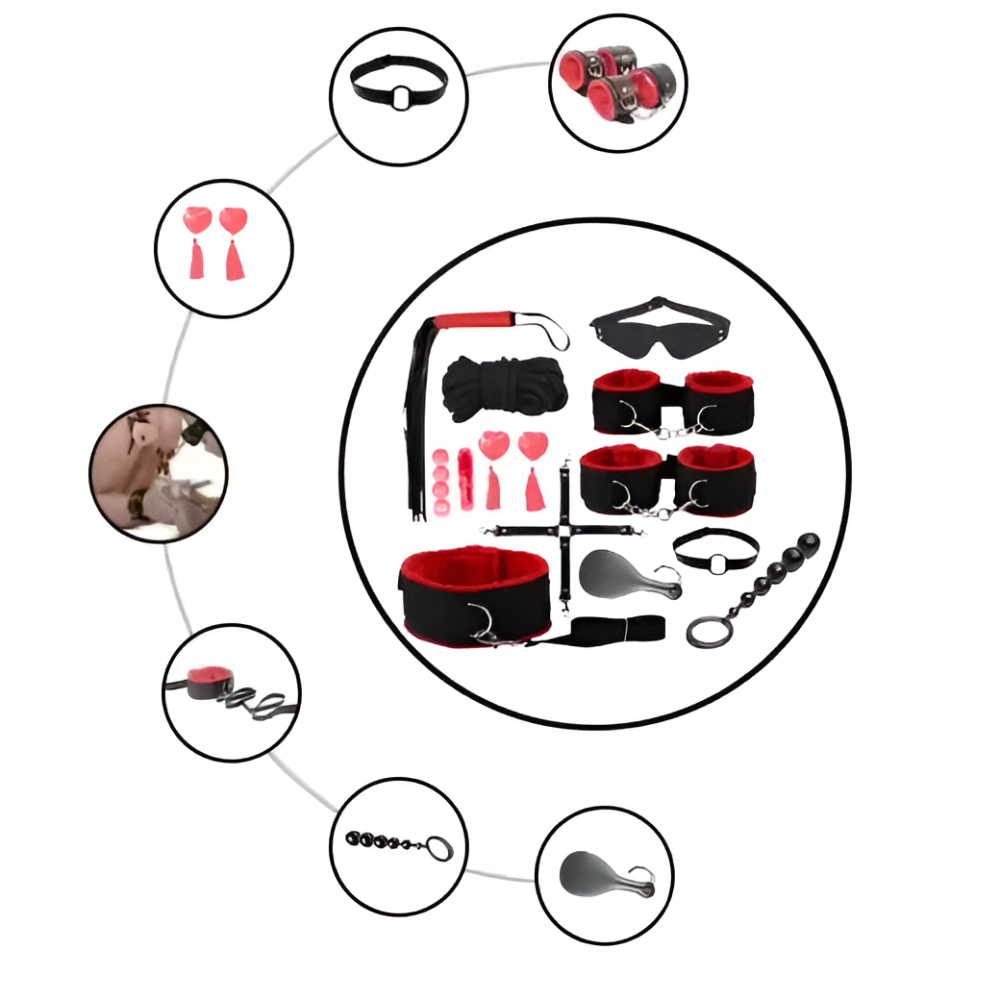Luxury 12Pcs Leather Bdsm Bondage Kit